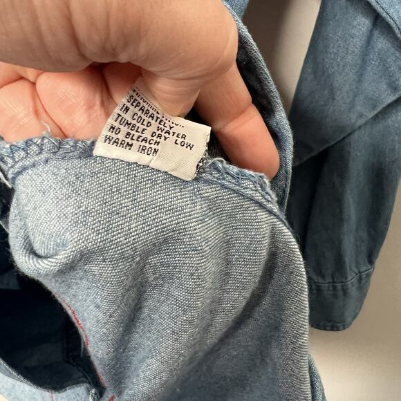 Amercian Rave Shirt Womens Medium Blue Denim Button Up Lighthouse Holiday Cotton - Picture 5 of 9